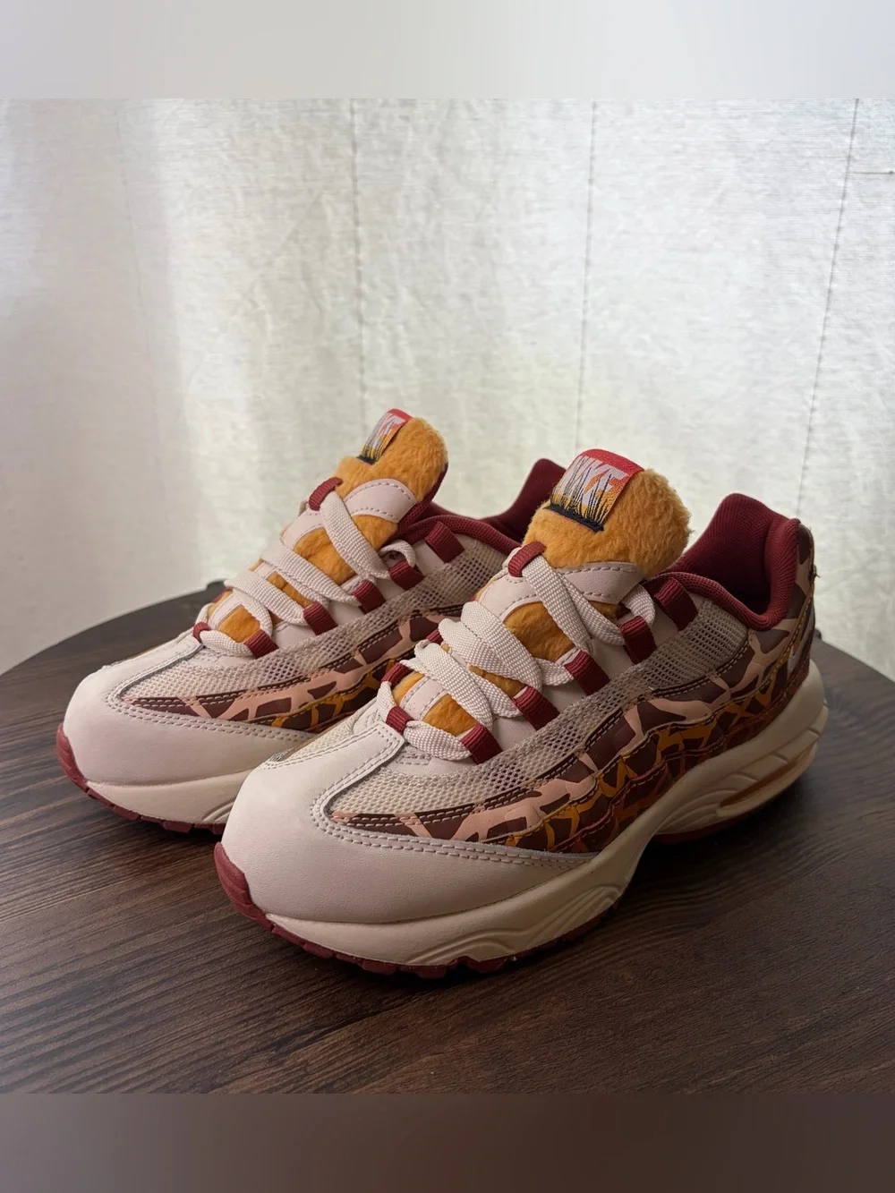 Nike Air Max 95 Safari Giraffe Print Faux Fur Sneakers Kids US 2.5Y